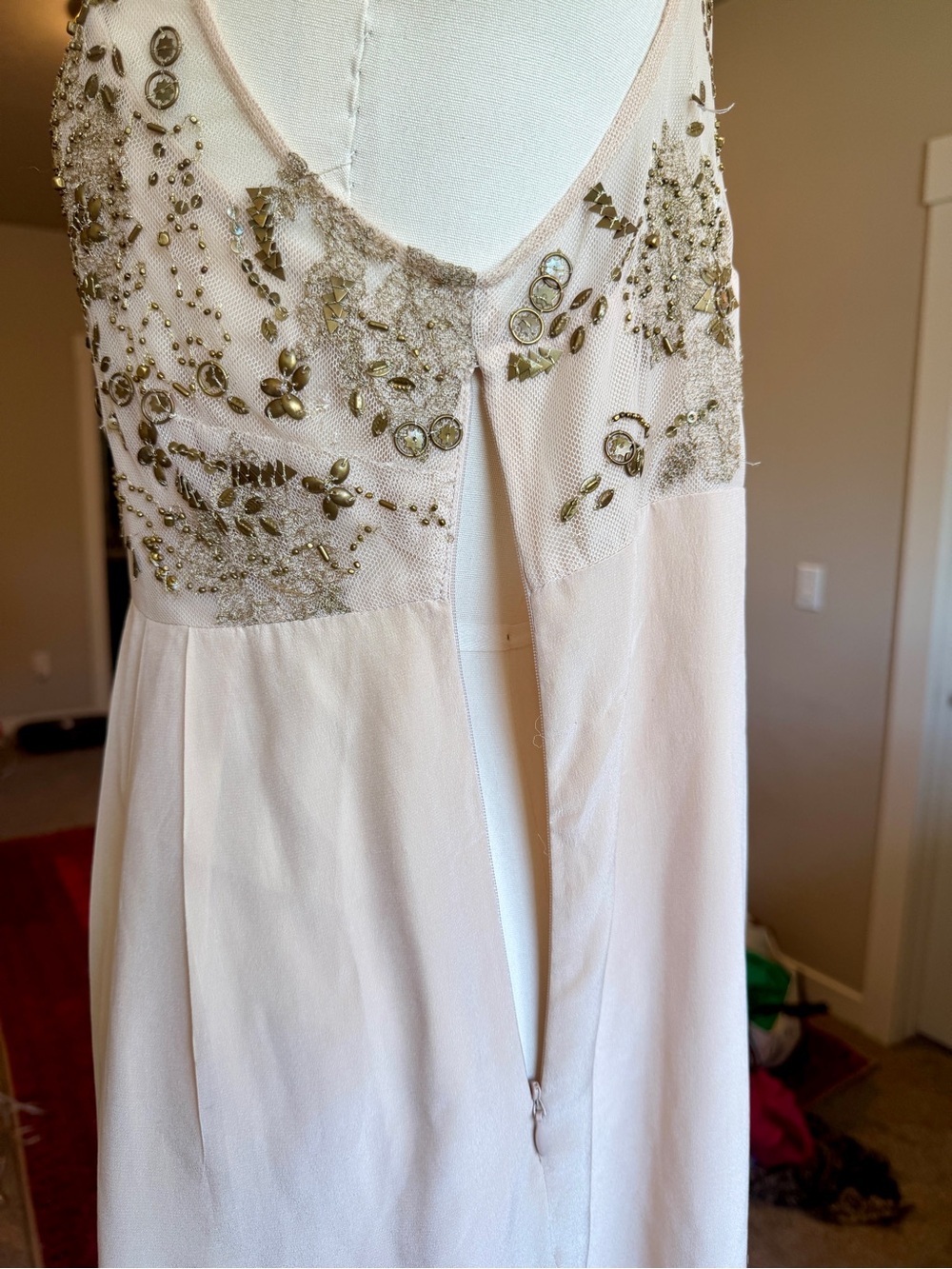 Anthropologie Lil Flickering Silk Beaded Babydoll Style Dress - Large - Picture 8 of 12